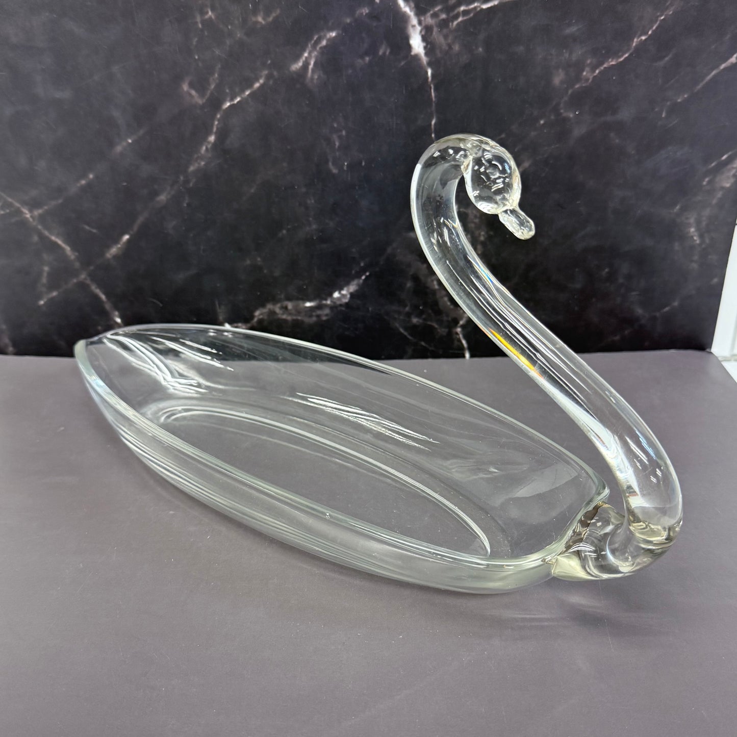 Duncan & Miller Style Glass Swan Bowl