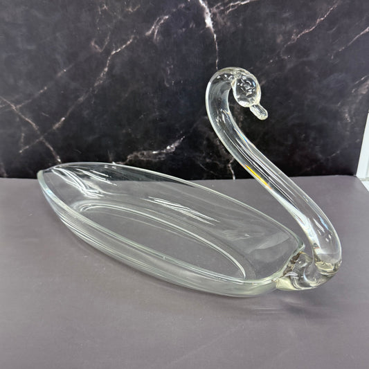 Duncan & Miller Style Glass Swan Bowl