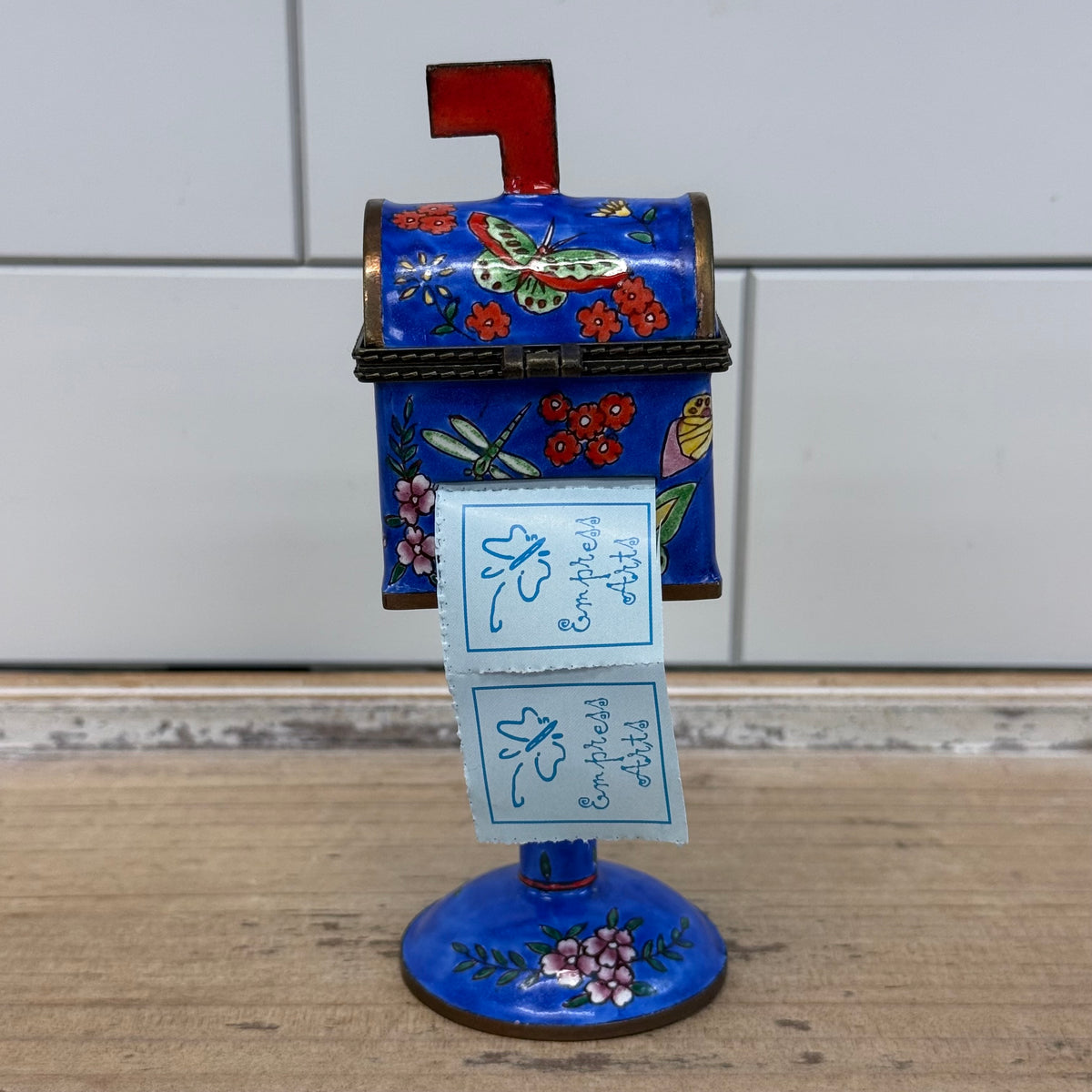Empress Arts Blue Butterfly Mailbox Trinket Box 2000 with Gift Box