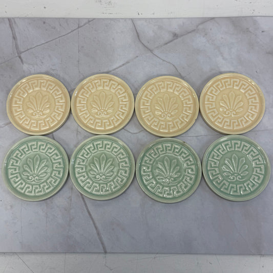 Greek Key Embossed Ceramic Coasters, Set of 8