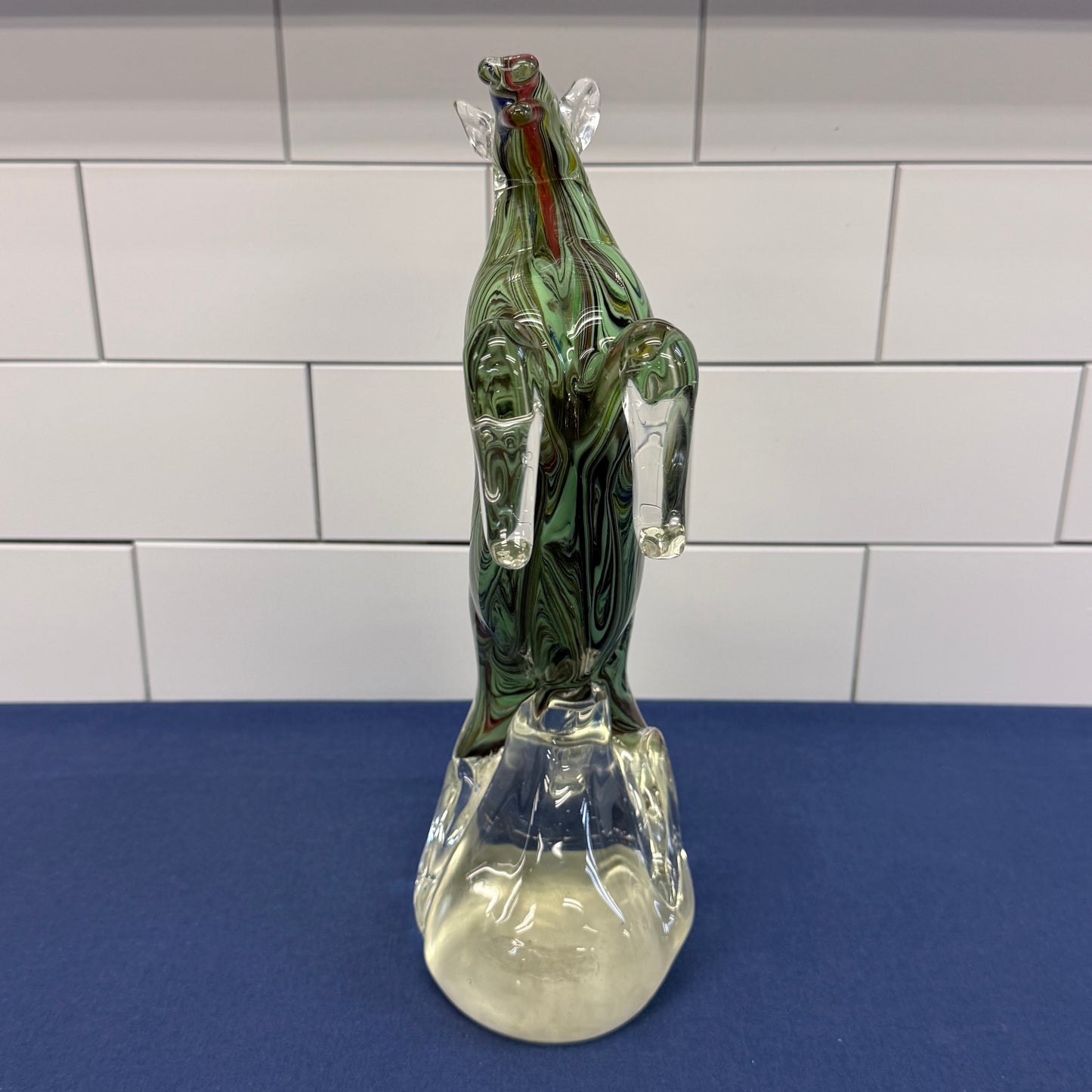 Dynasty Gallery Murano Style Rearing Horse Glass Sculpture 1990s