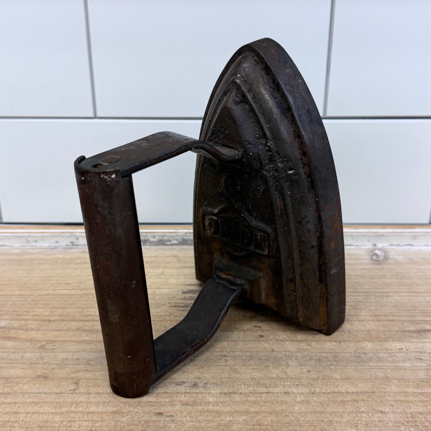 Antique Orion No. 6 Cast Iron Sad Iron with Wood Handle