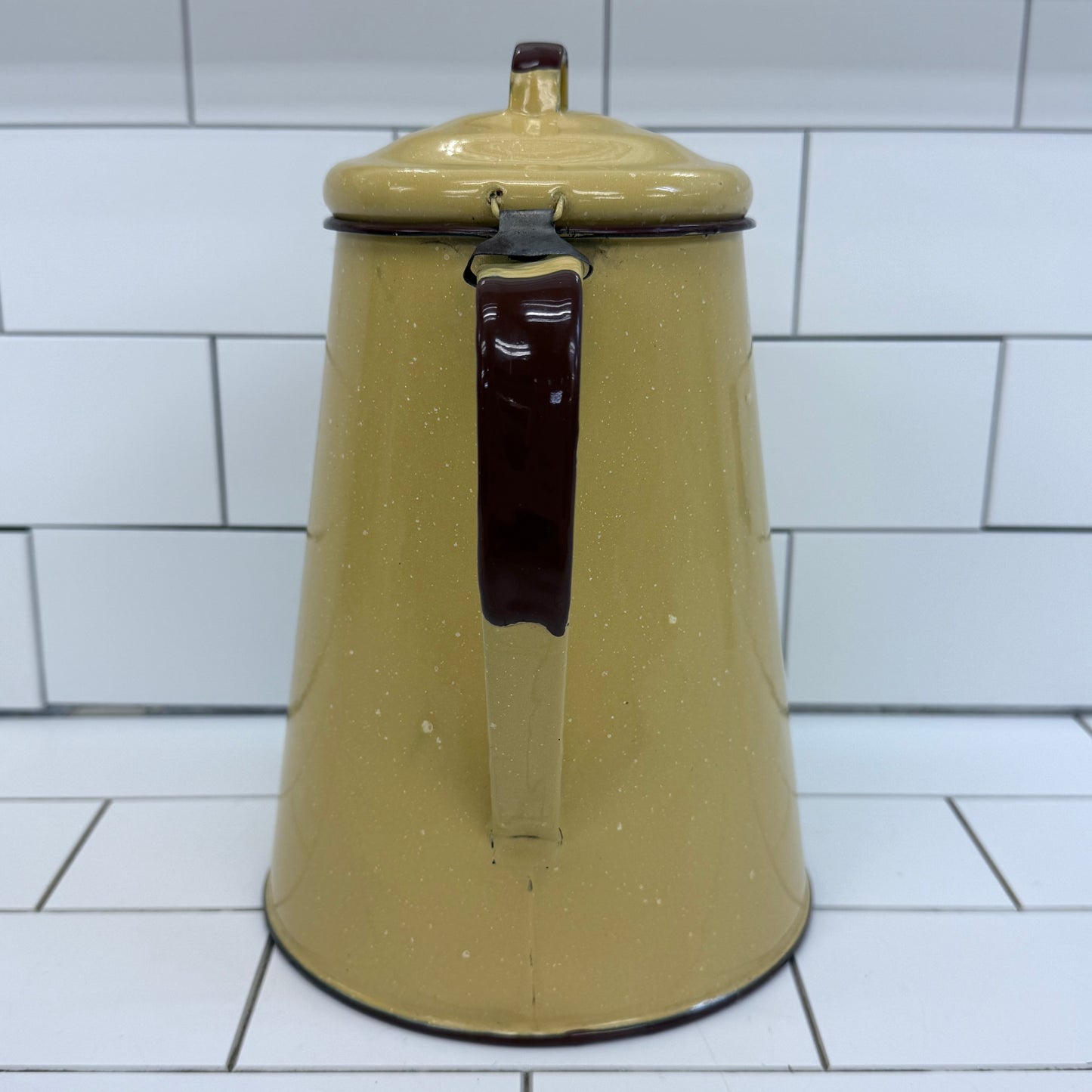 Vintage Speckled Enamelware Coffee Pot Farmhouse Kitchen Decor