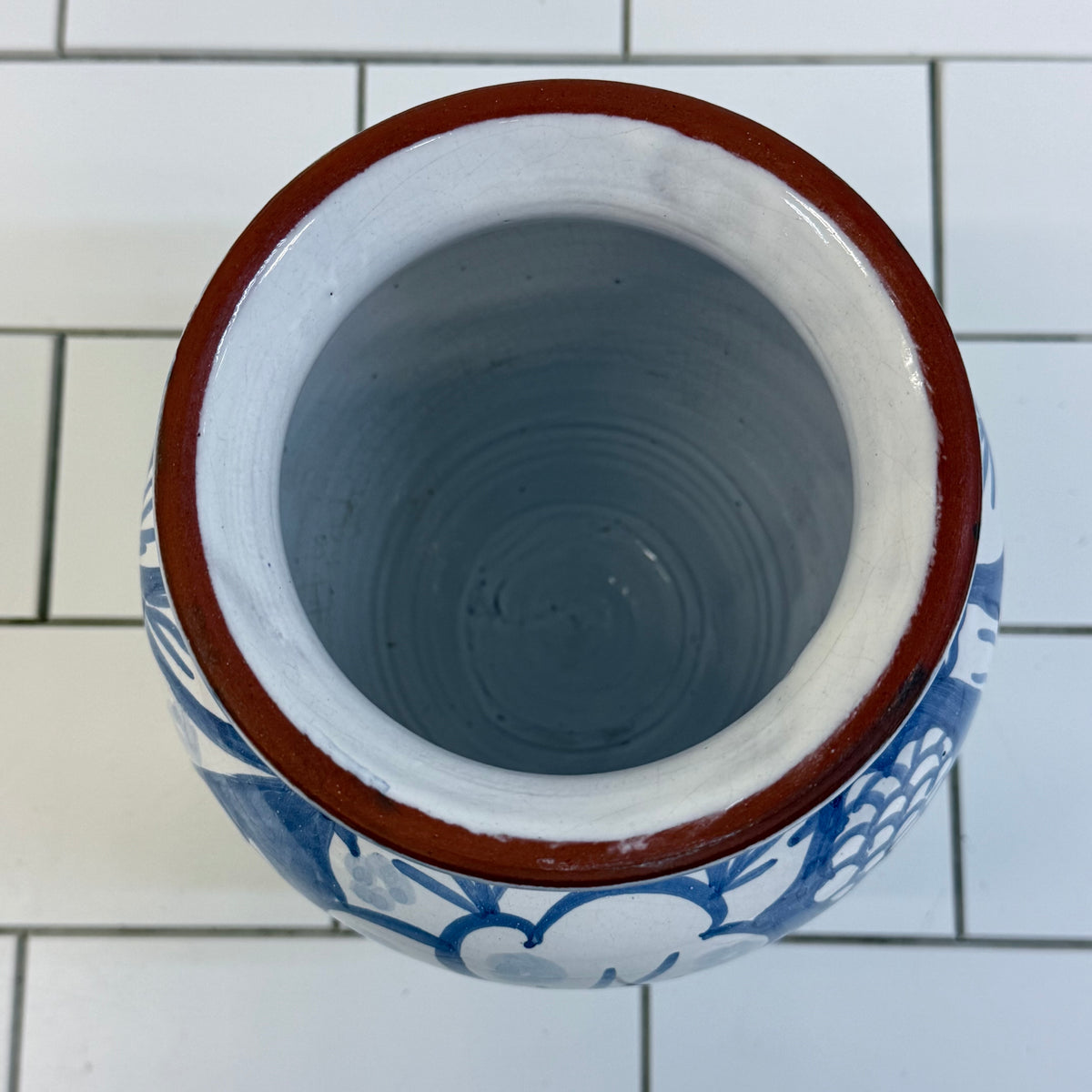 Hand Painted Floral Terracotta Pottery Vase