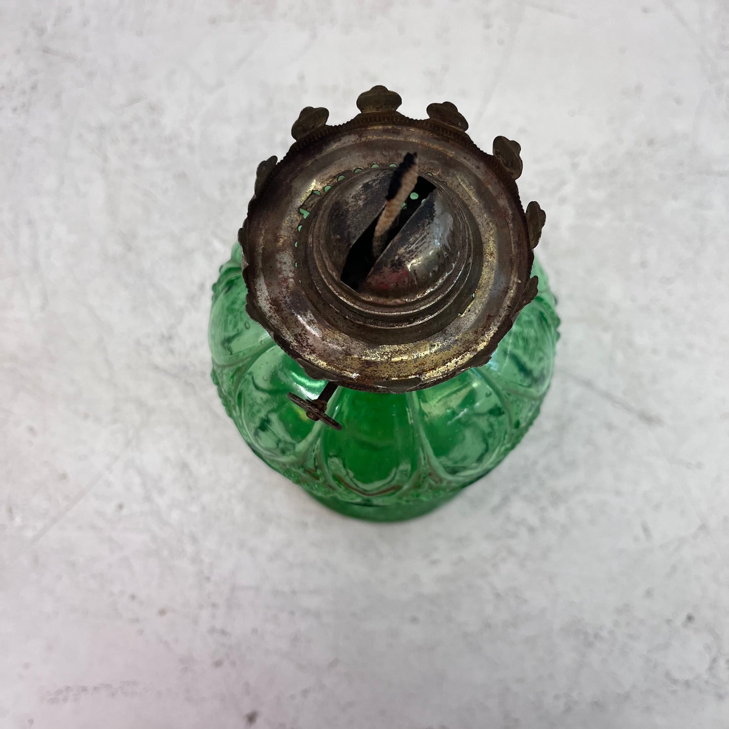 Oil Lamp, Embossed Pressed Glass