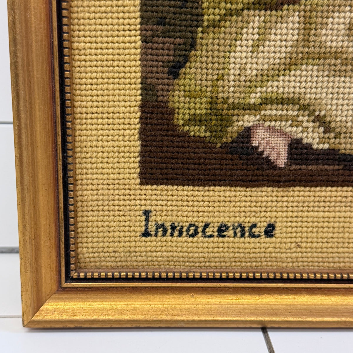 Joshua Reynolds Innocence Framed Needlepoint Portrait Art