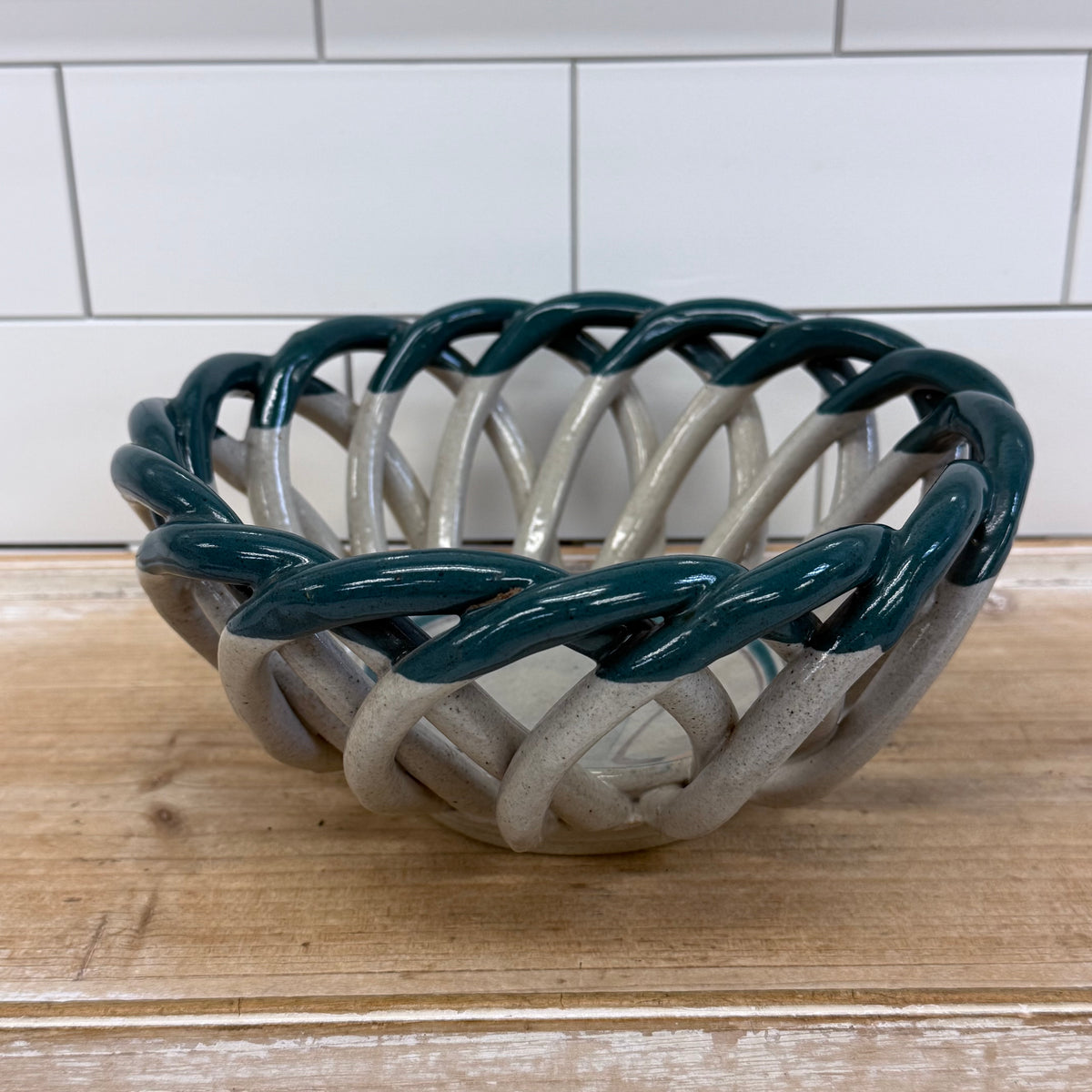 Studio Pottery Woven Ceramic Basket