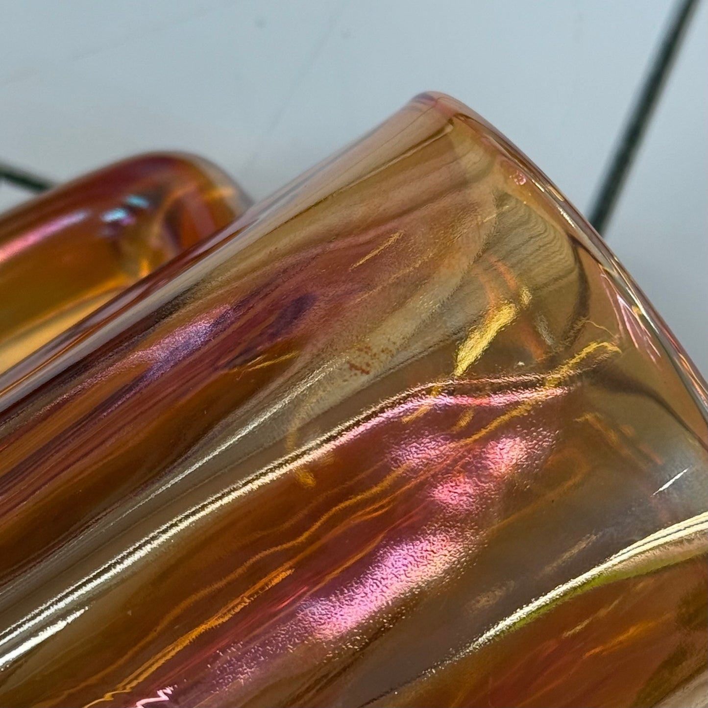 Jeannette Golden Oxen Carnival Glass Beer Mugs Set of 3