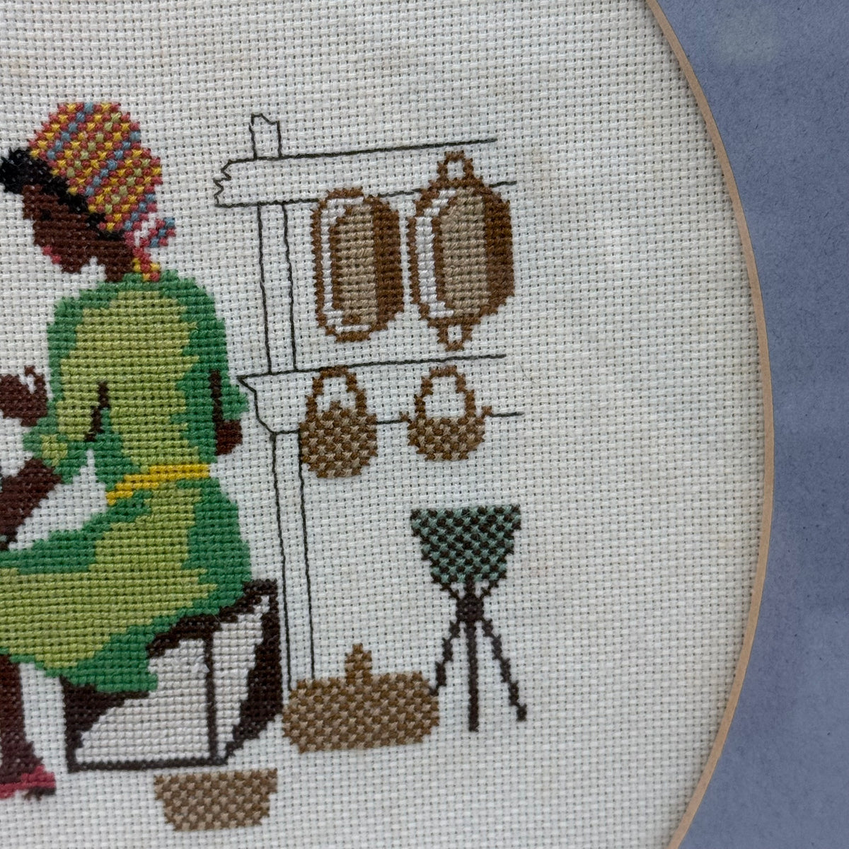 Cross Stitch Woman Needlework Art