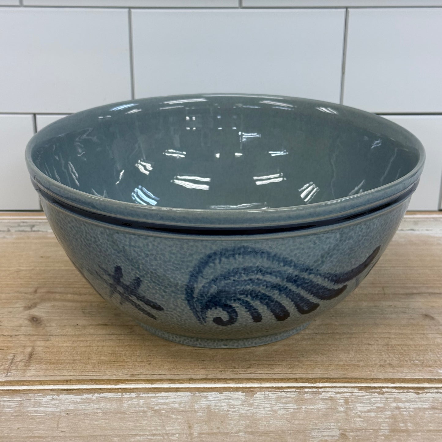 Studio Art Pottery Blue Gray Stoneware Bowl