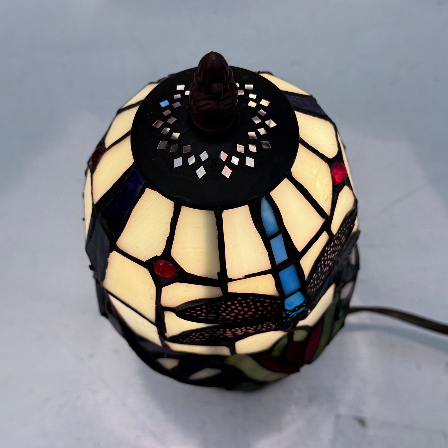 Dragonfly Tiffany Style Stained Glass Accent Lamp