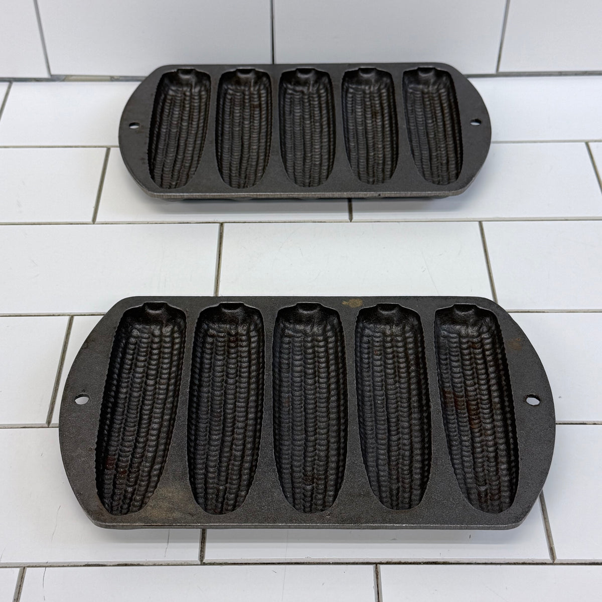Lodge 527 Cast Iron Corn Stick Pans Set of 2 Vintage 1970s