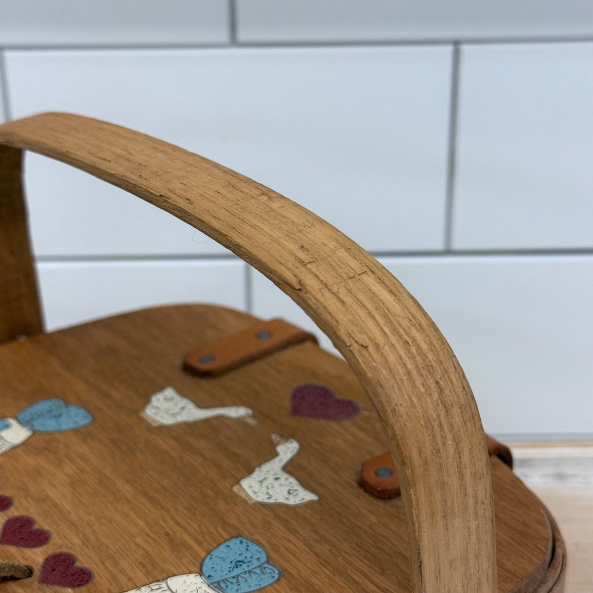 Longaberger Lidded Basket Folk Art Vintage 1986