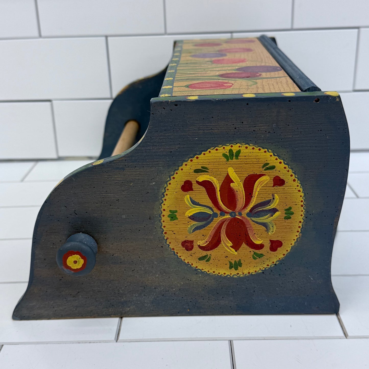 Floral Shelf, Hand Painted Wood