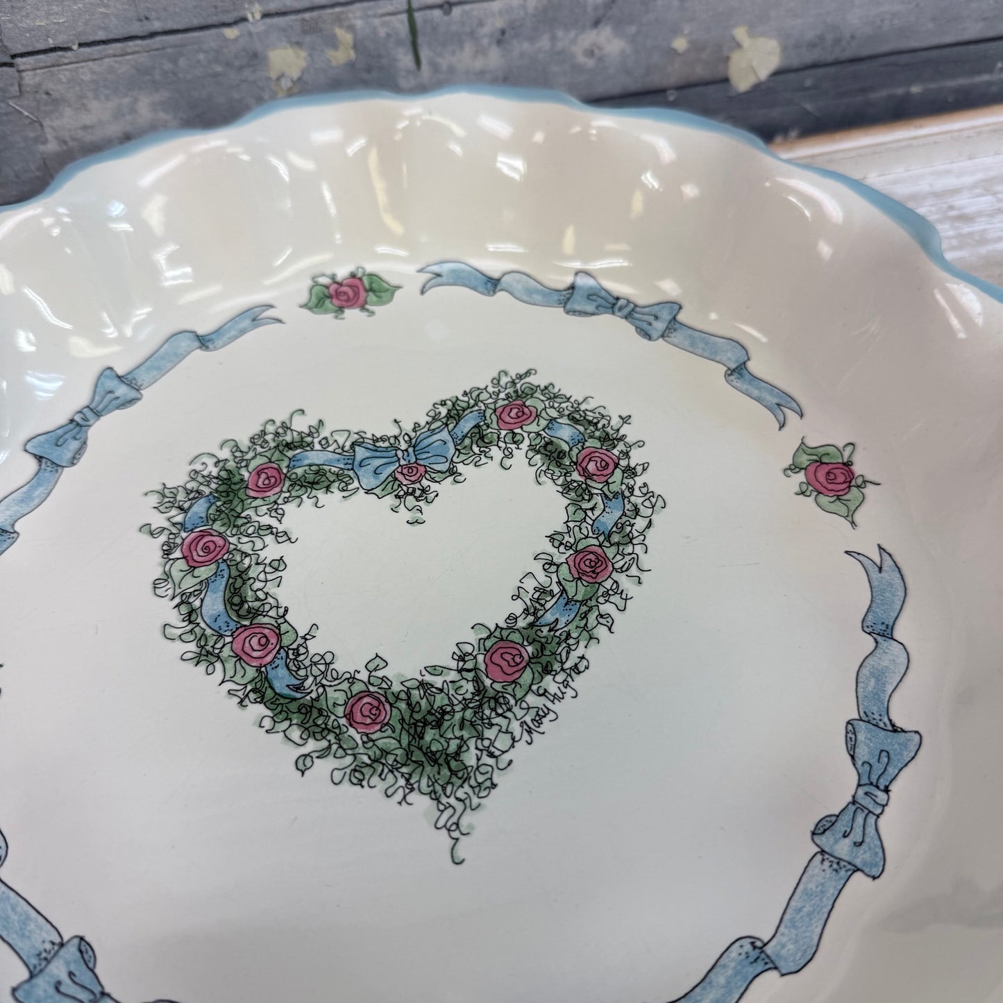 Mary Hughes Celebration of Roses Ceramic Pie Plate