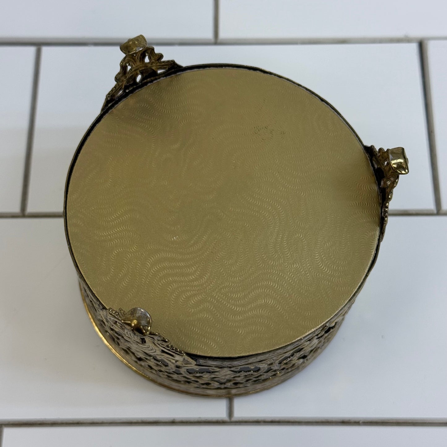 Hollywood Regency Filigree Rose Jewelry Casket Box