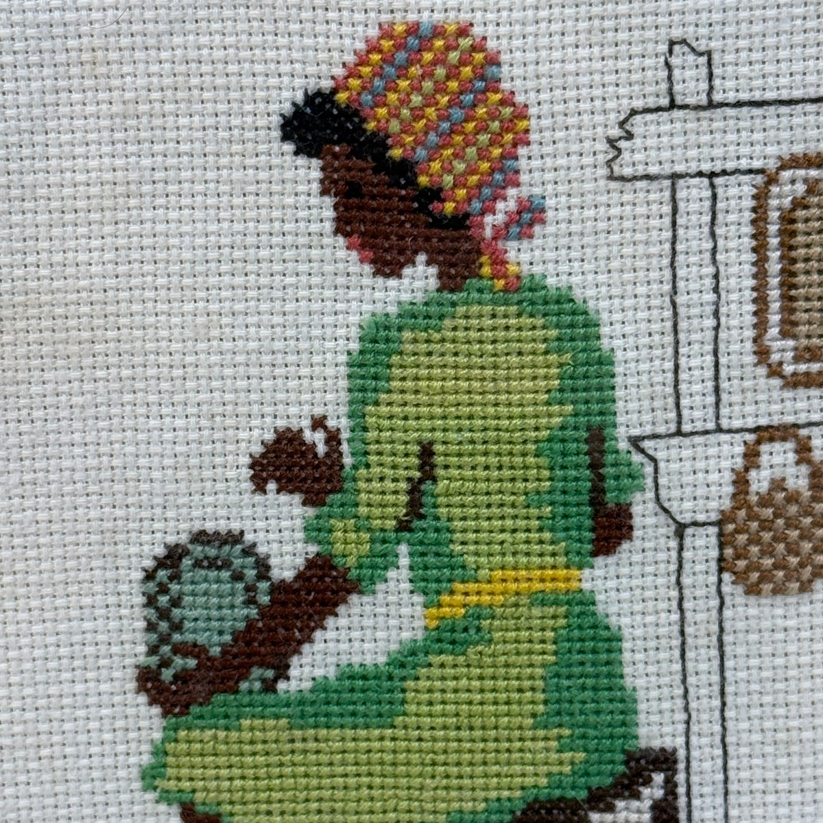 Cross Stitch Woman Needlework Art
