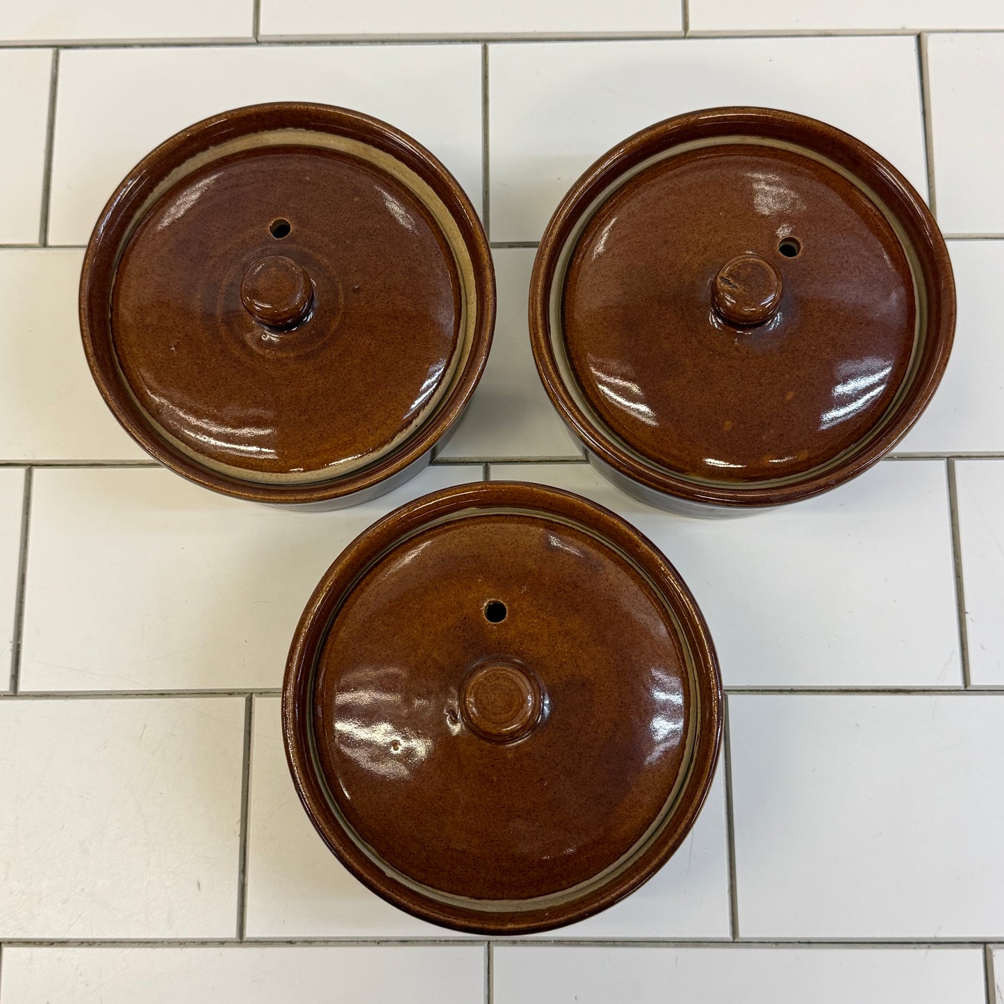 Pearson’s Chesterfield Lidded Stoneware Crocks Set of 3