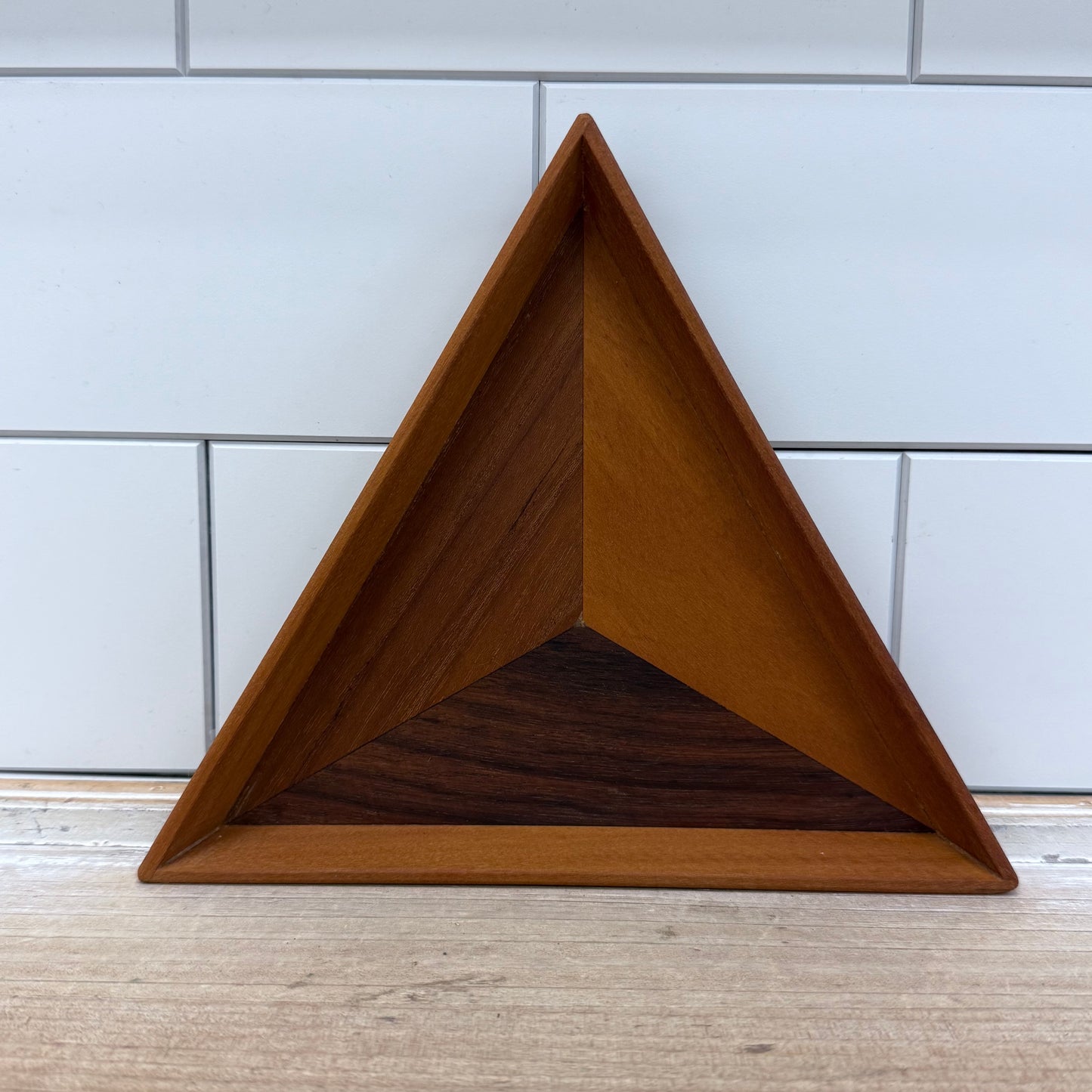 Triangular Dishes, Wood Set of 7