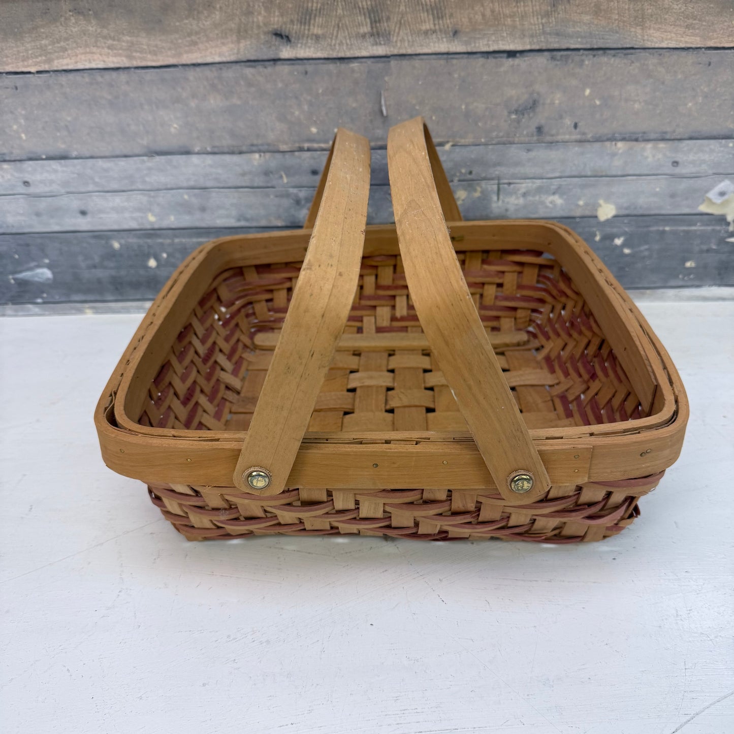 Woven Handled Wooden Basket