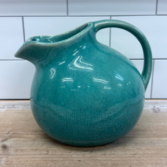 Turquoise Ball Pitcher Mid-Century Ceramic Decor