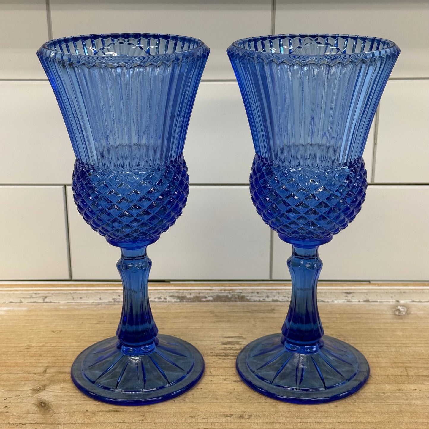 Avon Fostoria George Washington Cameo Cobalt Goblets Set 2 1976