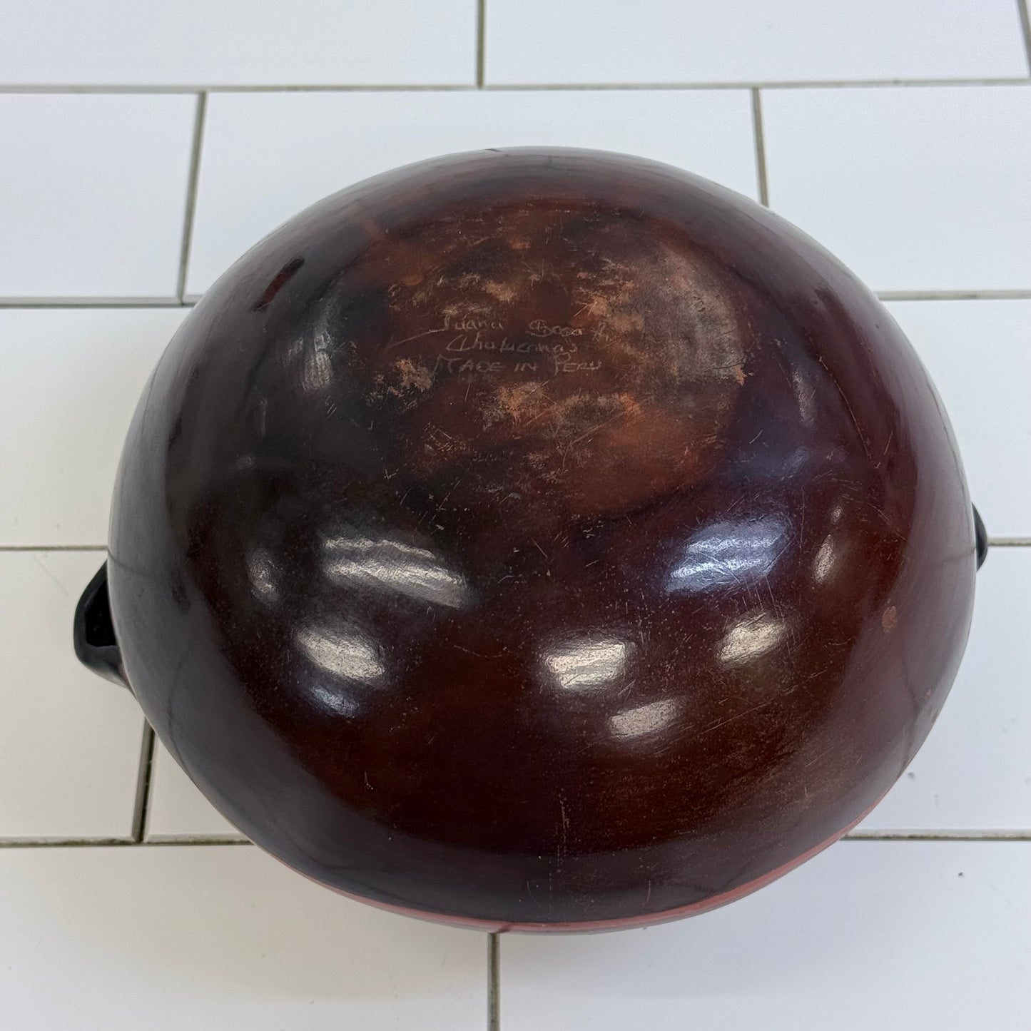Peruvian Handcrafted Ceramic Bowl Signed Juana Sosa