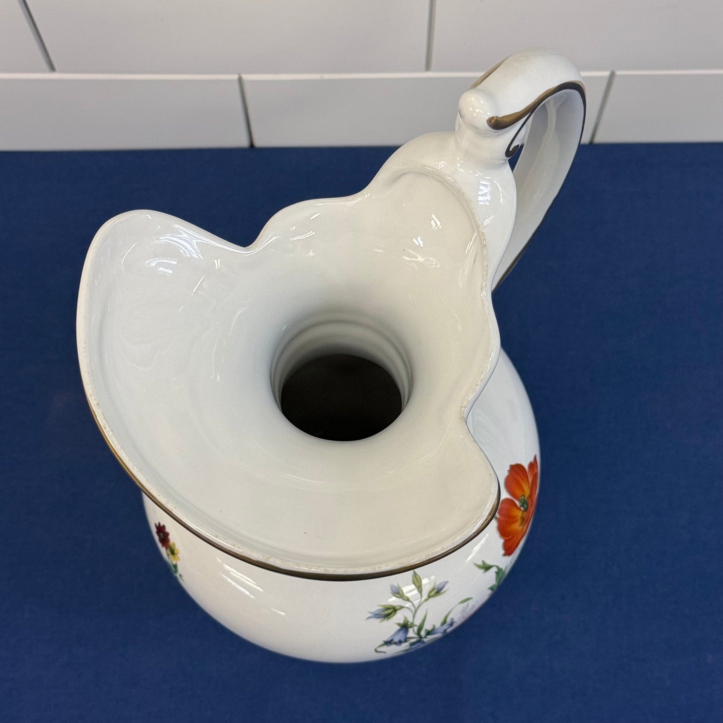 Porcelaine de Bruxelles Floral Pitcher 1960s