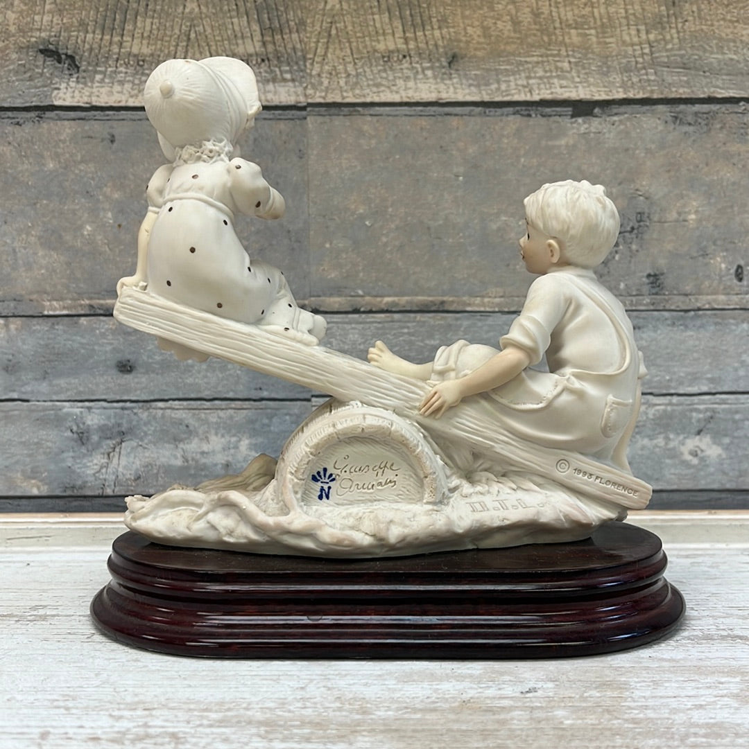 Vintage Giuseppe Armani Capodimonte Boy & Girl on See-Saw, 1993