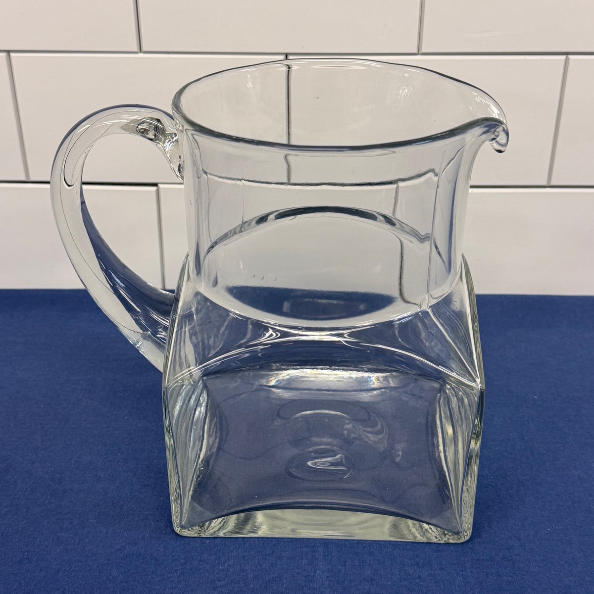 Clear Glass Square Base Pitcher Geometric Water Tea Serving Jug