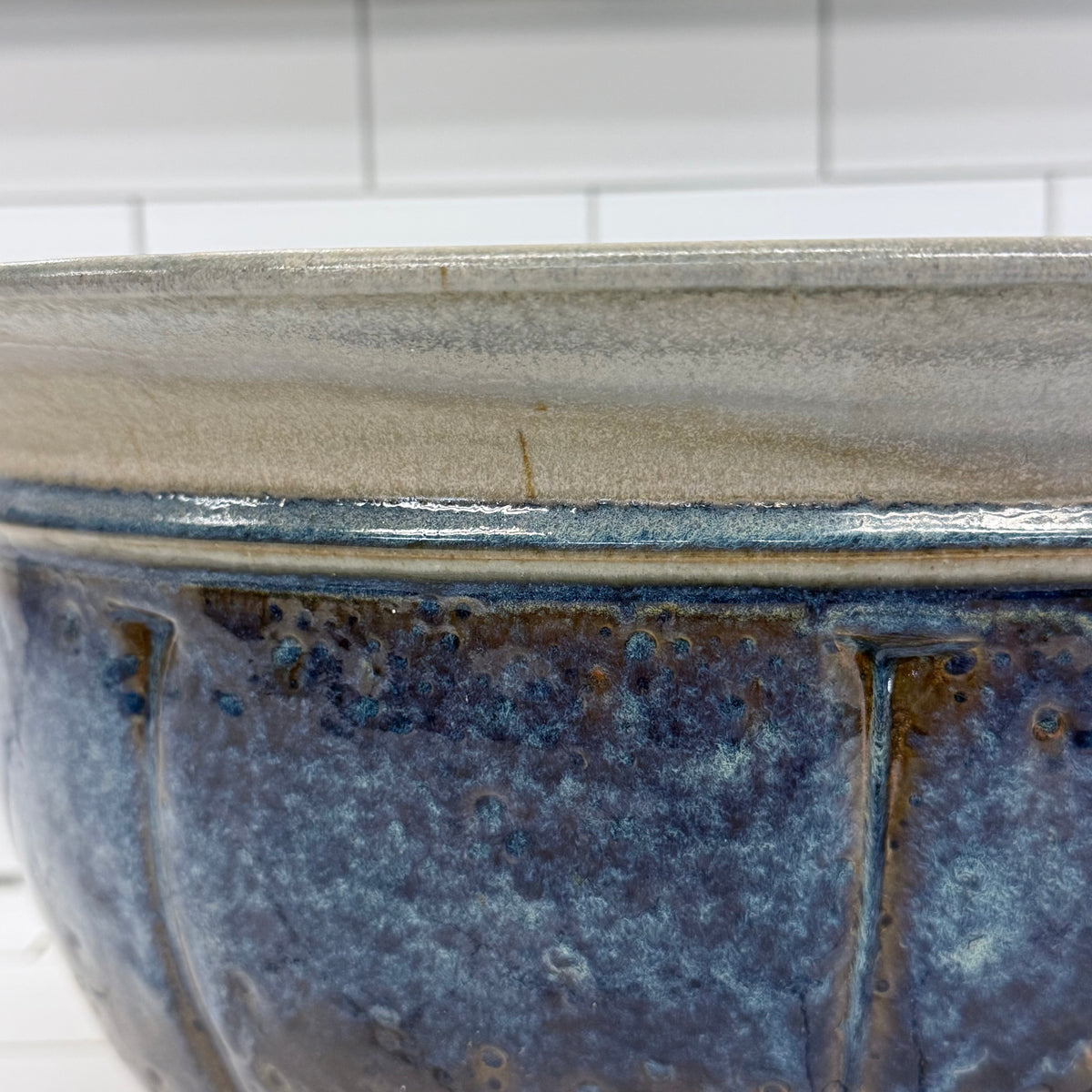 Studio Pottery Blue Glazed Stoneware Centerpiece Bowl