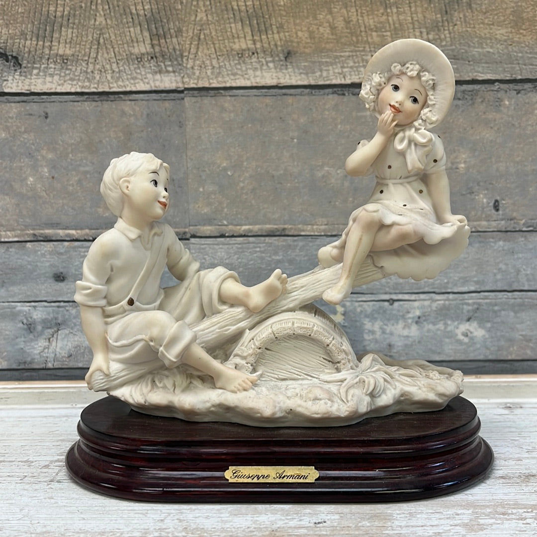 Vintage Giuseppe Armani Capodimonte Boy & Girl on See-Saw, 1993