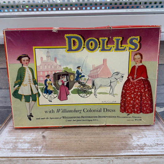 Colonial Williamsburg Paper Dolls Activity Set in Box, 1940