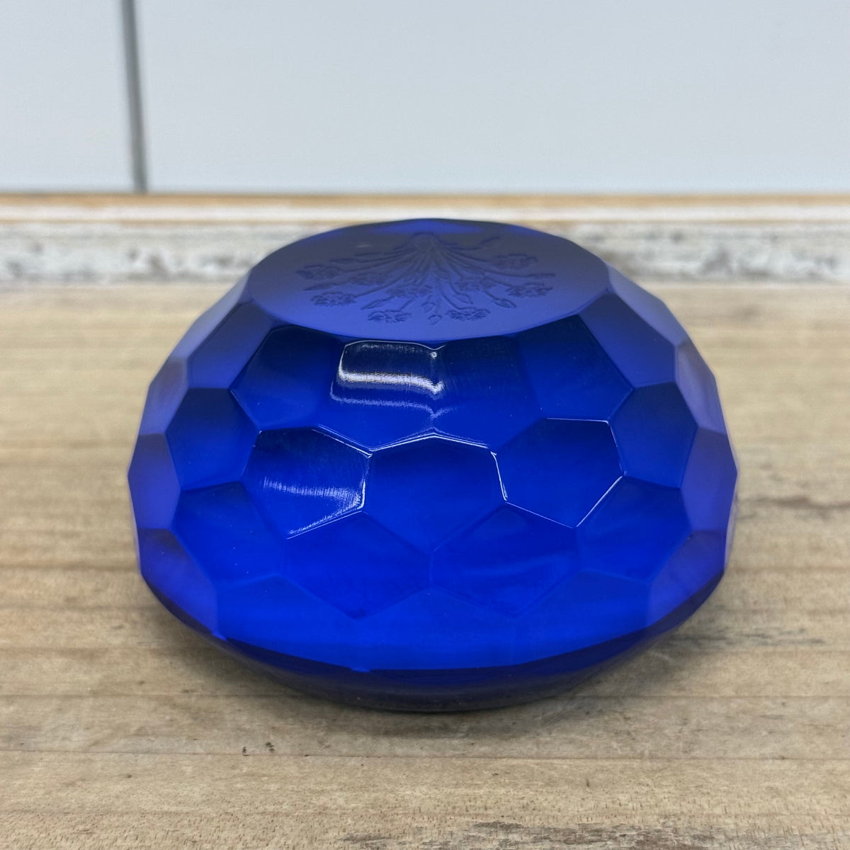 Saint-Louis Cobalt Blue Crystal Floral Paperweight France
