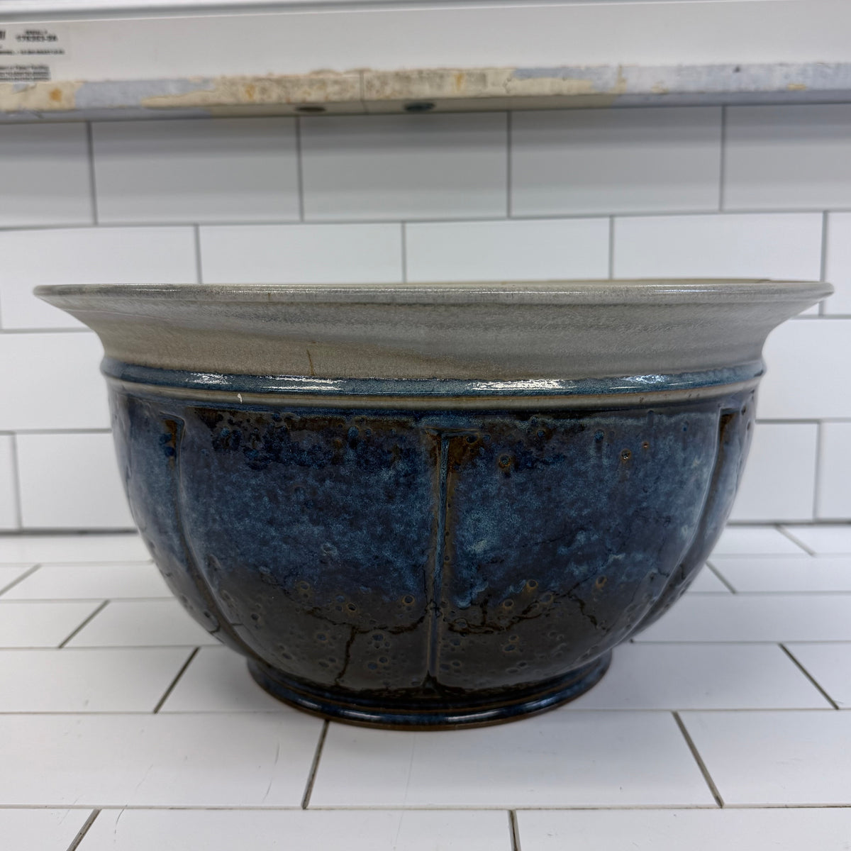 Studio Pottery Blue Glazed Stoneware Centerpiece Bowl