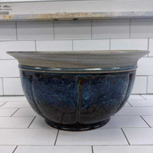 Studio Pottery Blue Glazed Stoneware Centerpiece Bowl