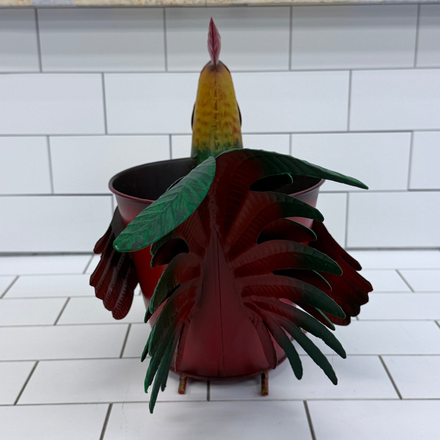 Metal Rooster Planter Pot Farmhouse Decor