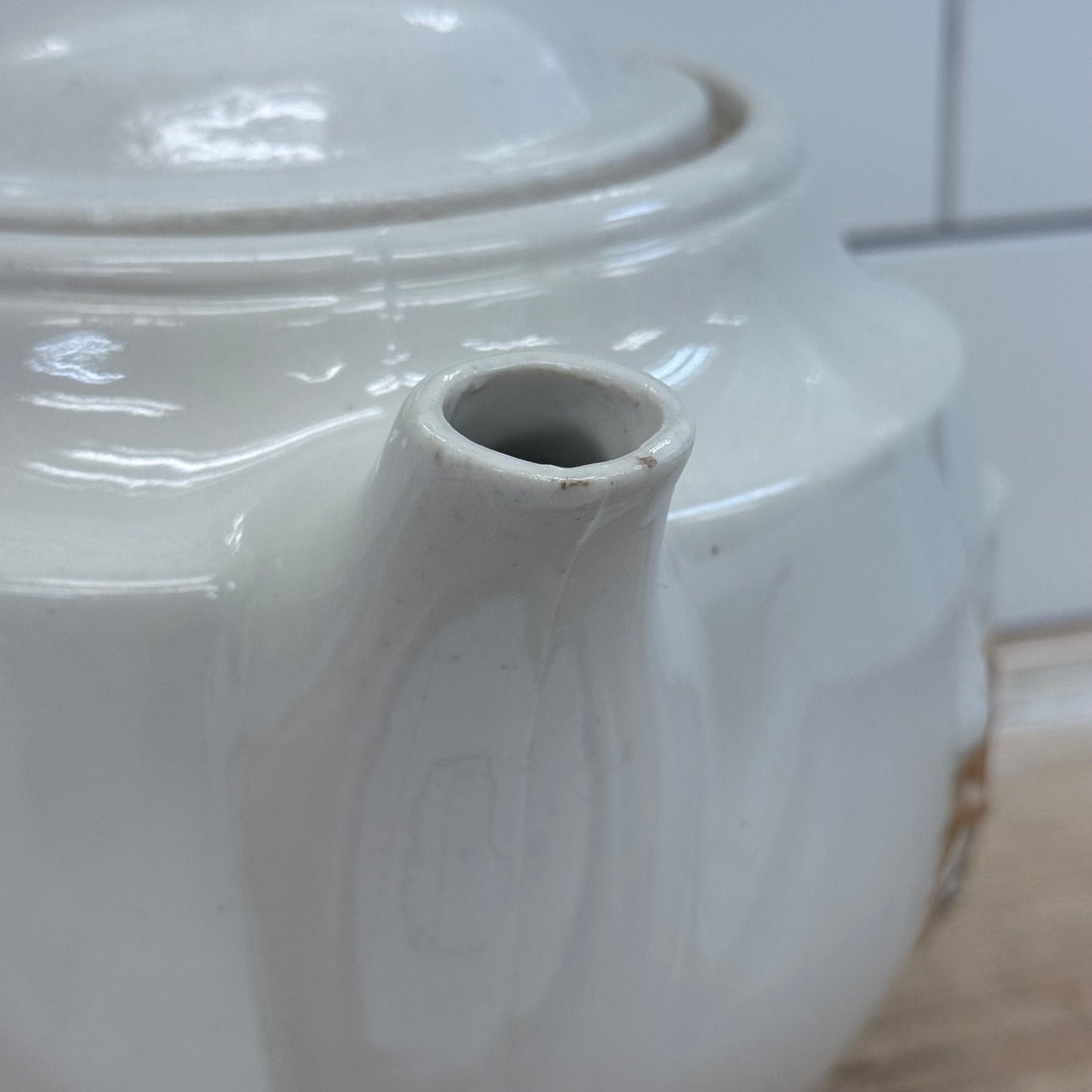 Porcelier Colonial Hearth Scene Vitreous China Teapot 1950s