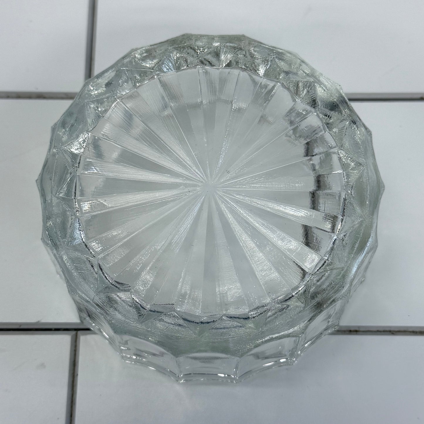 Glass Powder Jar, Silverplated Repoussé Lid