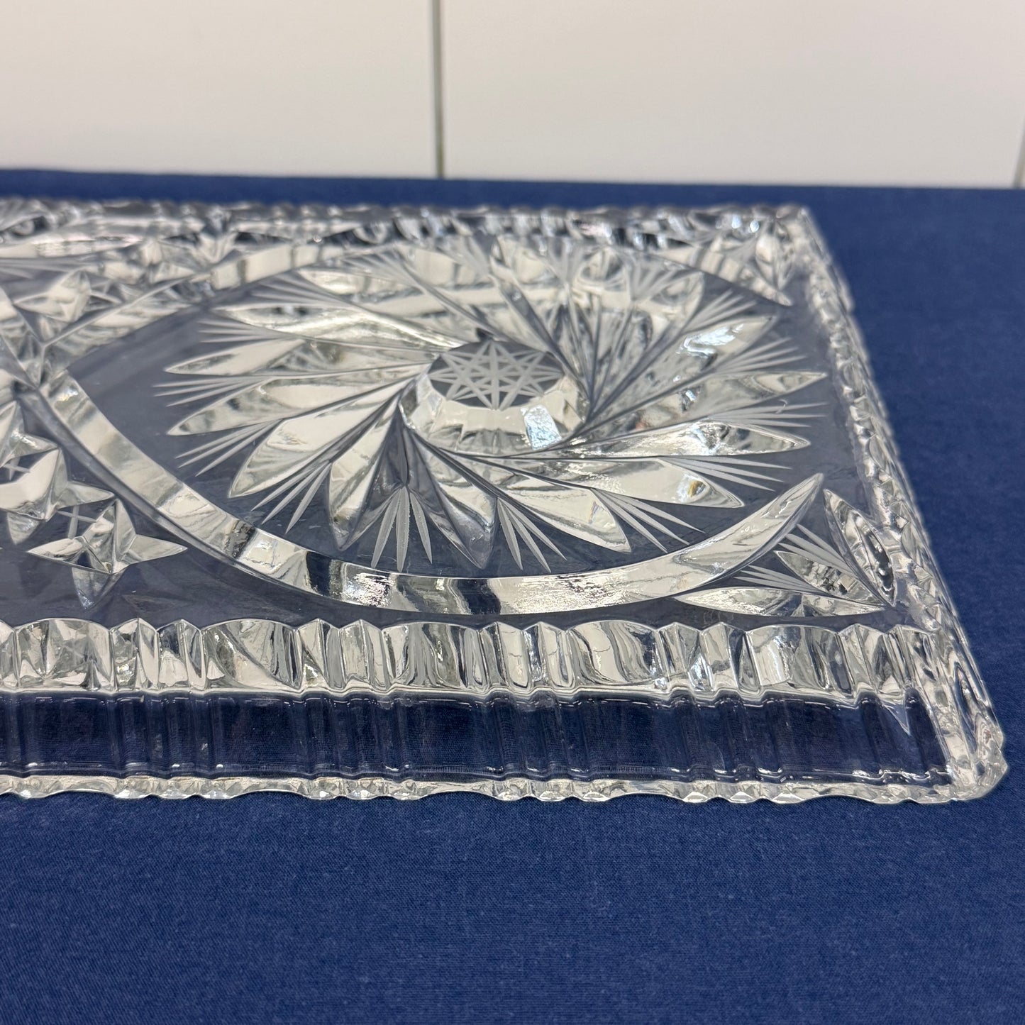 Pinwheel Hobstar Cut Crystal Serving Tray