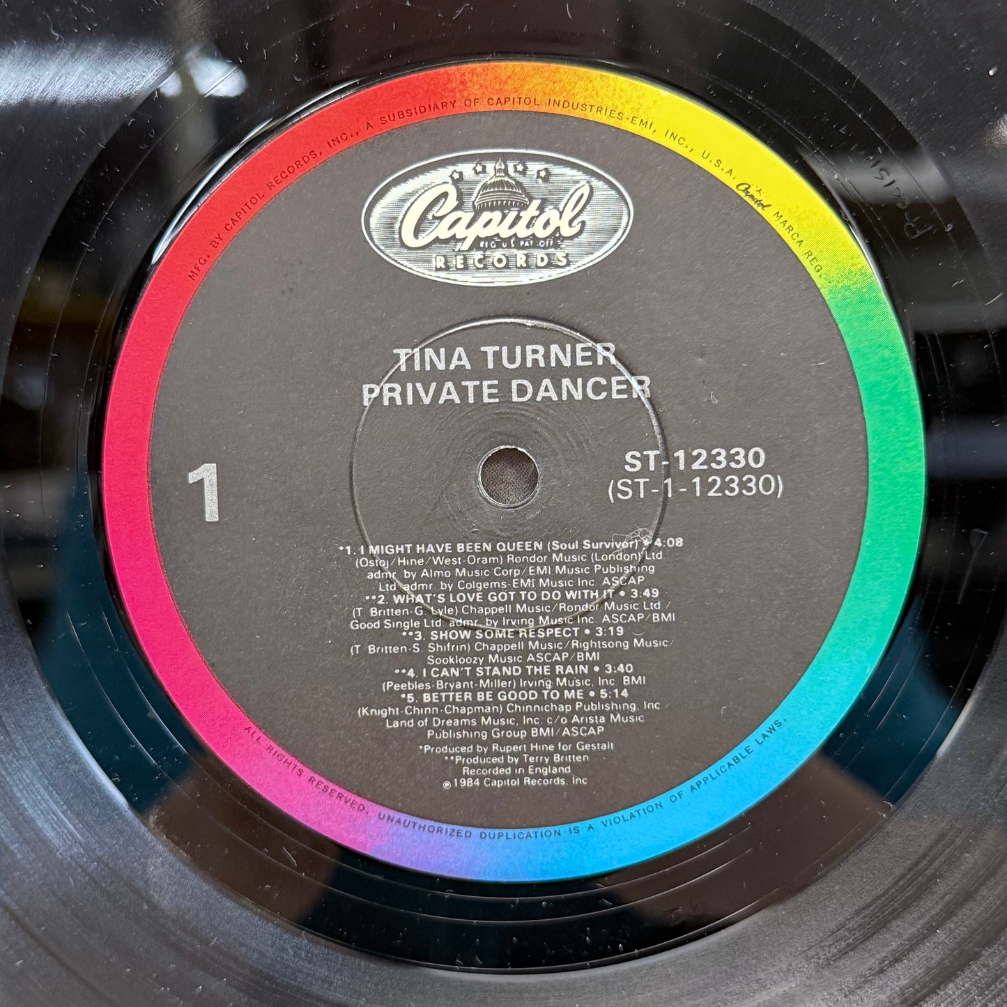 Tina Turner Private Dancer Vinyl Record LP 1984 #ST-12330