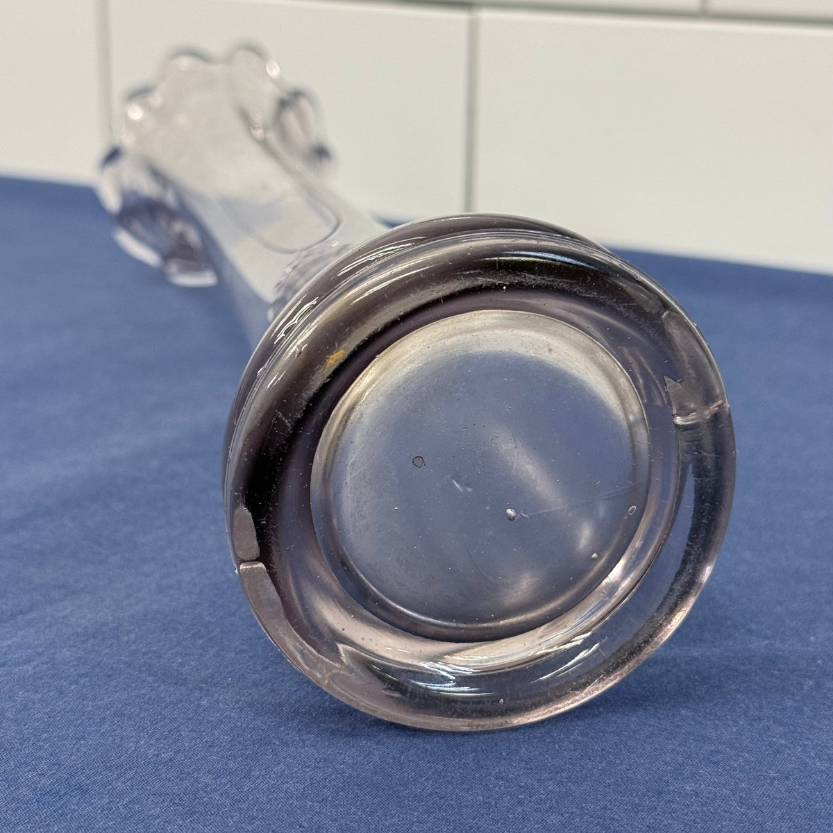 Clear Glass Swung Vase Ruffle Rim Mid Century