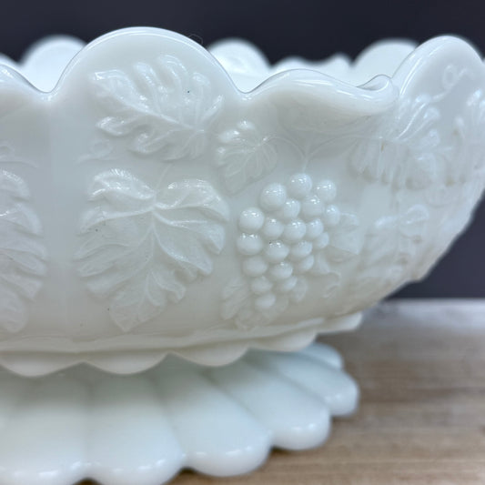 Westmoreland Paneled Grapevine Milk Glass Compote