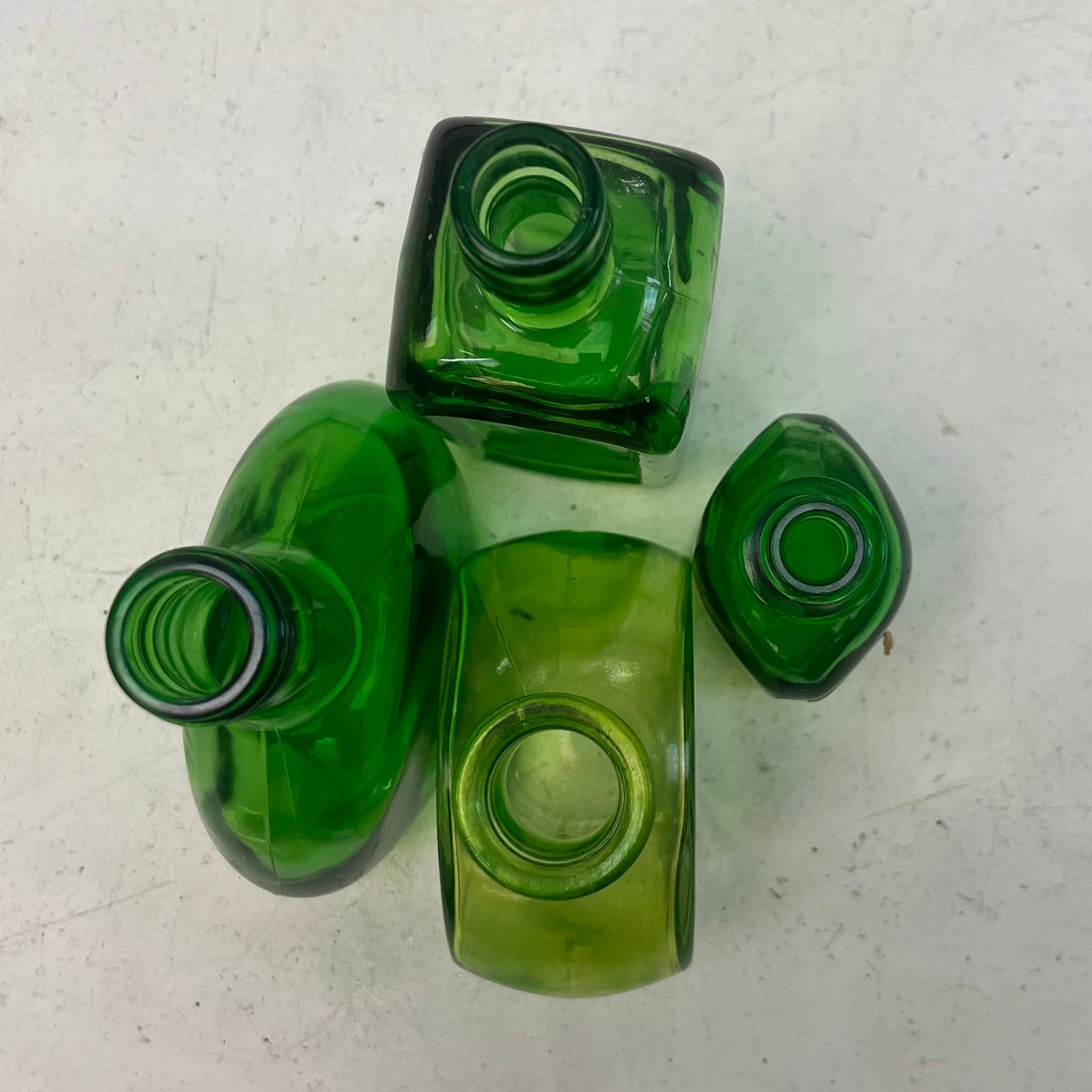 Green Glass Bottles, Lot of 4