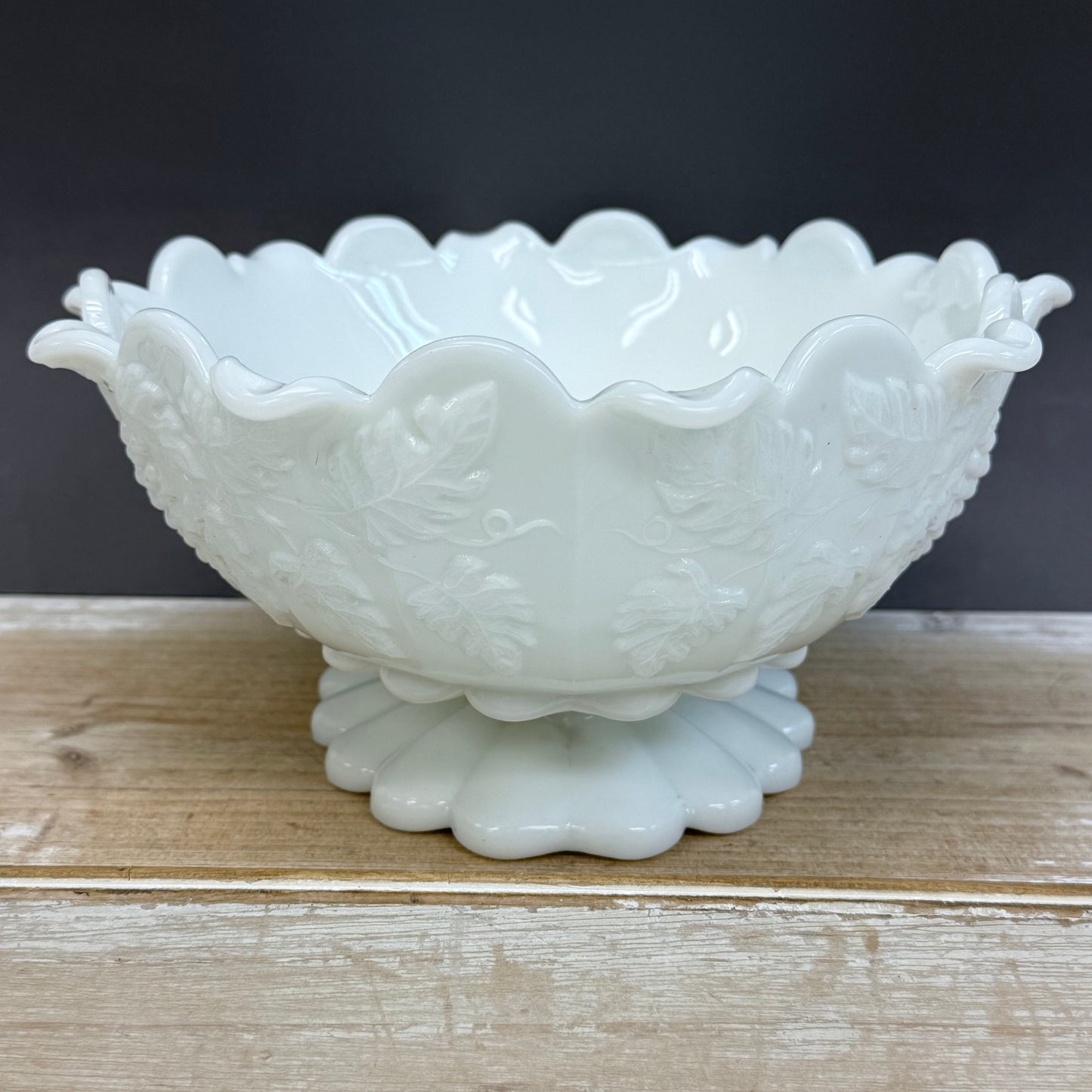 Westmoreland Paneled Grapevine Milk Glass Compote