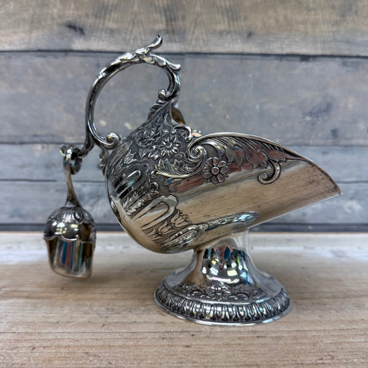 Silver Plated Embossed Sugar Scuttle with Scoop