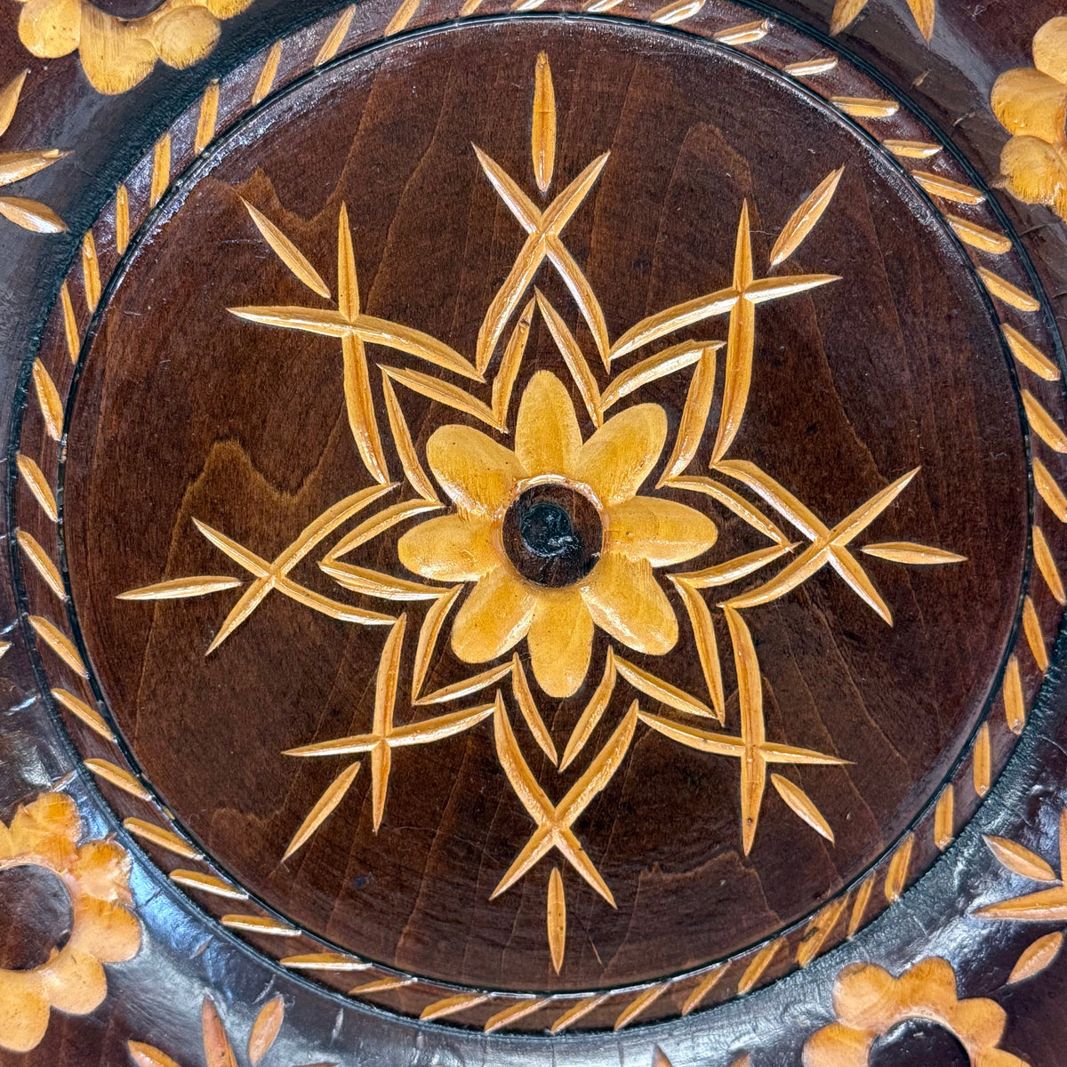 Carved Wood Floral Wall Plate