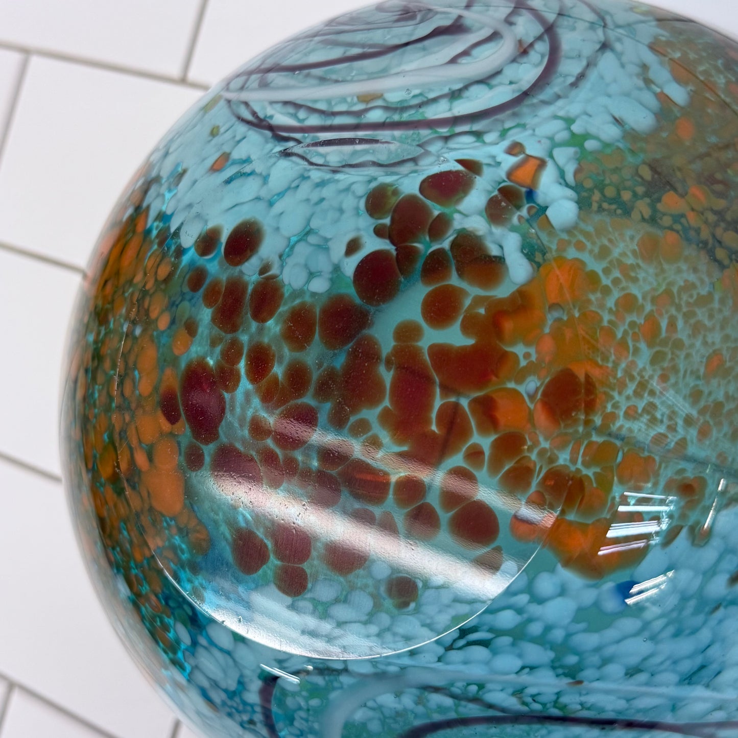 Hand Blown Art Glass Centerpiece Bowl