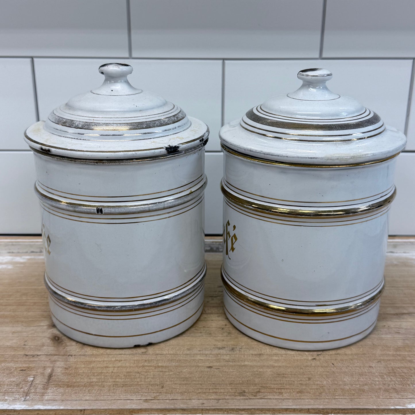 Enamelware Coffee & Chicory Canisters Set of 2