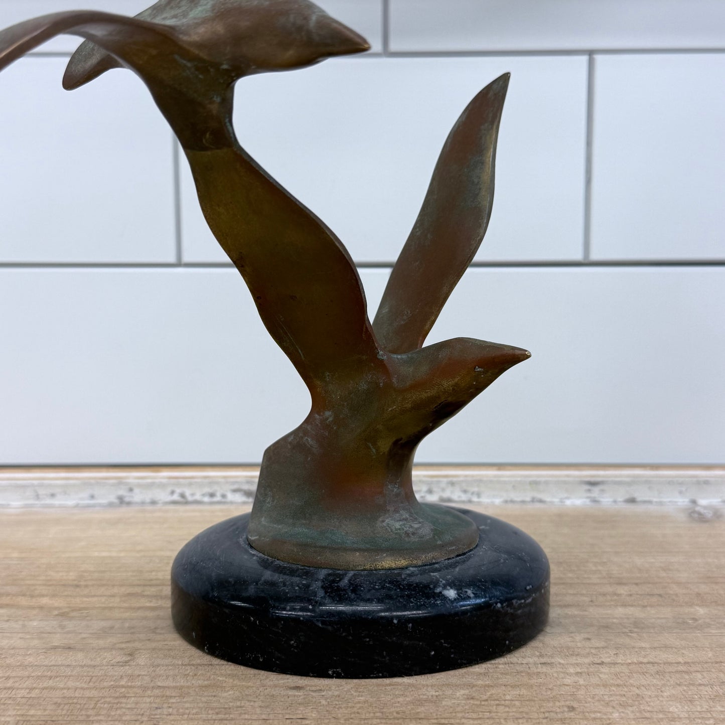 Brass Seabird Sculpture on Marble Base 1970s